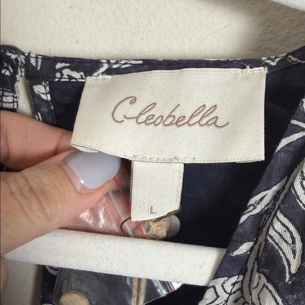 NWT Cleobella Cherie Midi Dress in Navy Block Print Size Large Boho Organic - Picture 3 of 11